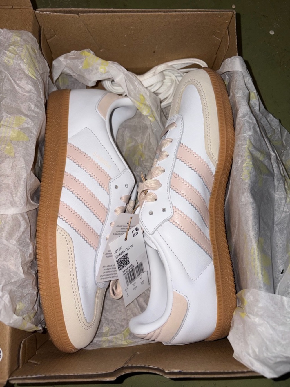 adidas Women's Samba Sneakers in White & Blush - Picture 6 of 8
